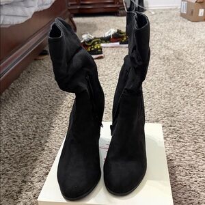 Style & Co. Black Pointed Tapered Heel Sock Boots